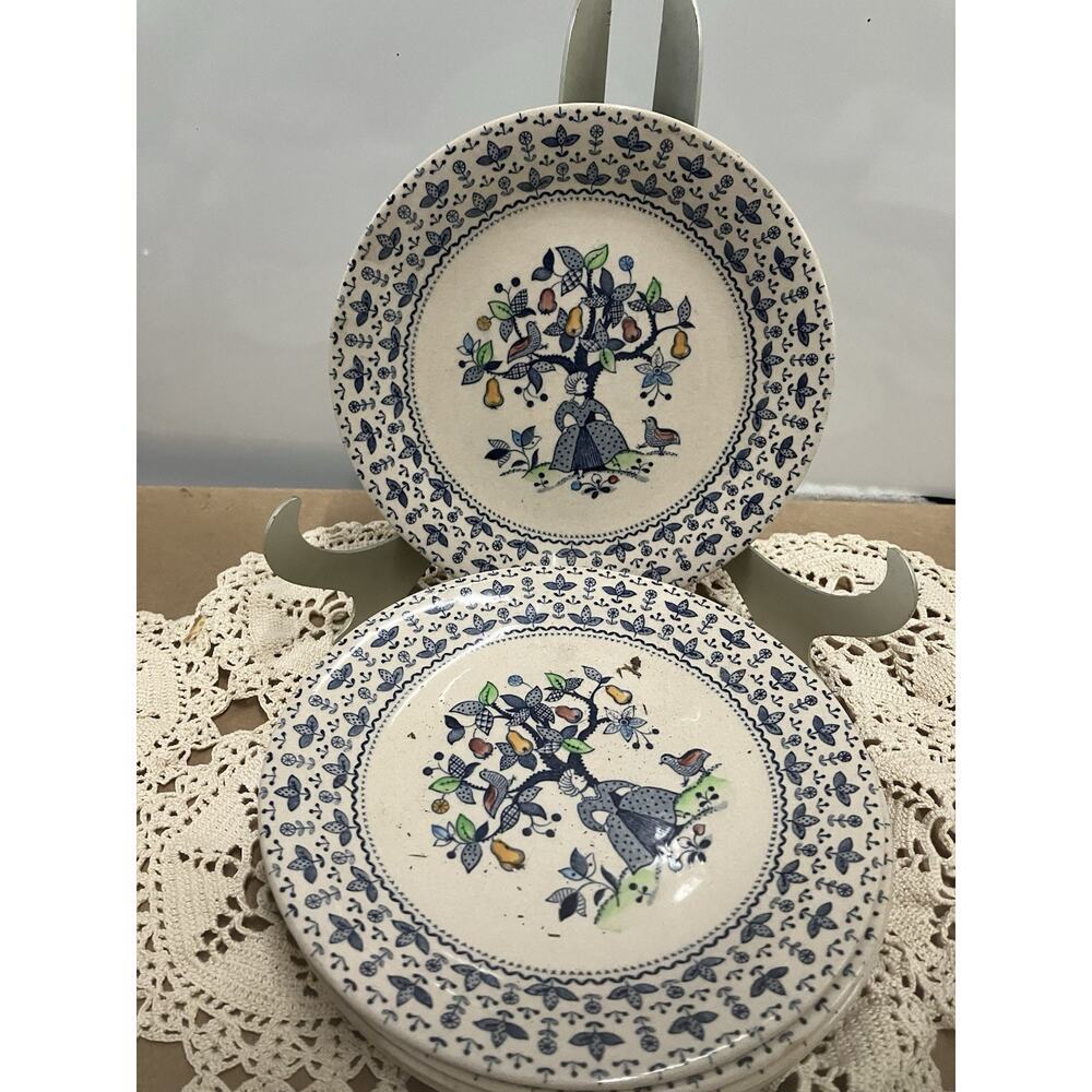 VTG Staffordshire England Sugar And Spice 7" Lunch Plates Ironstone Cottage 4413